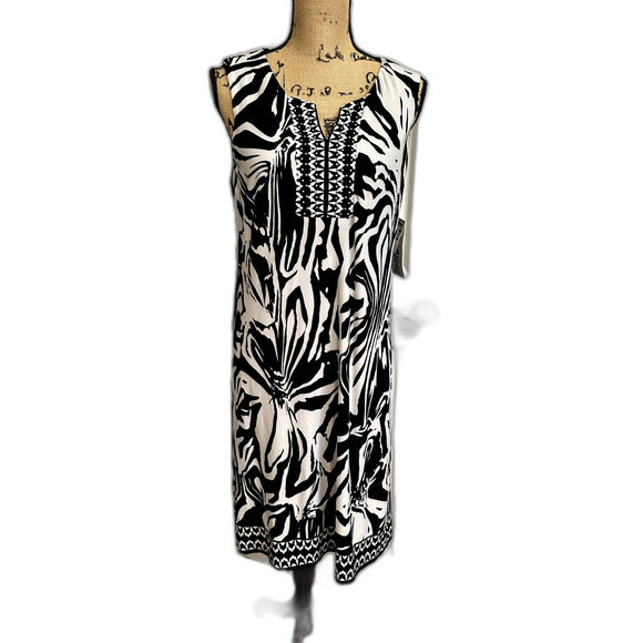 JM Collection Womens Dress Petite large black & white party formal business NWT - Picture 1 of 7